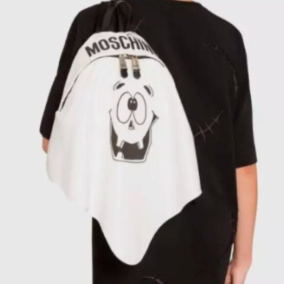 SS20 MOSCHINO Couture Jeremy Scott White Pumpkin Face Ghost Backpack Trick/Chic main image 5
